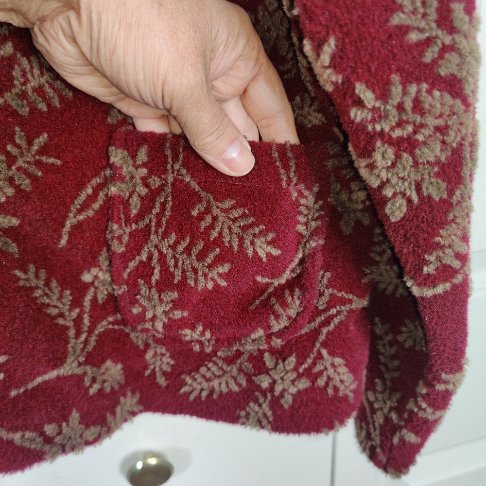 Elegant Red Leaf Pattern Utility Jacket - image 4